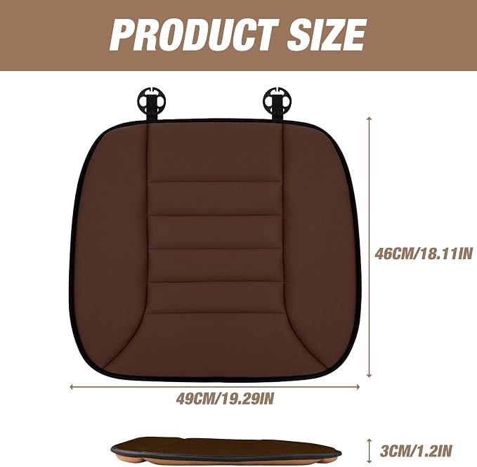 MYFAMIREA Car Seat Cushion Pad 1.2" Thick Comfort Protector for Car Driver Seat Office Chair Home Use Memory Foam Cushion with Non Slip Bottom, 20'' x 18.5'', Coffee - Image 7