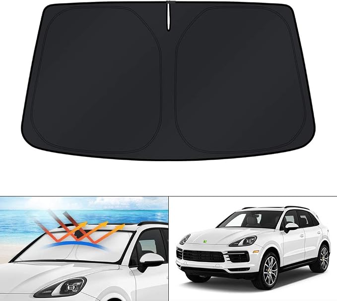 KUST Custom Fit Windshield Sun Shade for 2019-2025 Porsche Cayenne Accessories Sunshade Foldable Window Sun Visor Protector Blocks UV Rays Keep Your Car Cooler by KUST