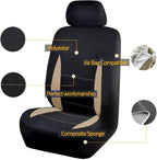 Flying Banner Car Seat Covers Set Beige Tan Front Seats Rear Bench Polyester car seat Protectors Easy installations Rear Bench Split Classic Man Lady - Image 2