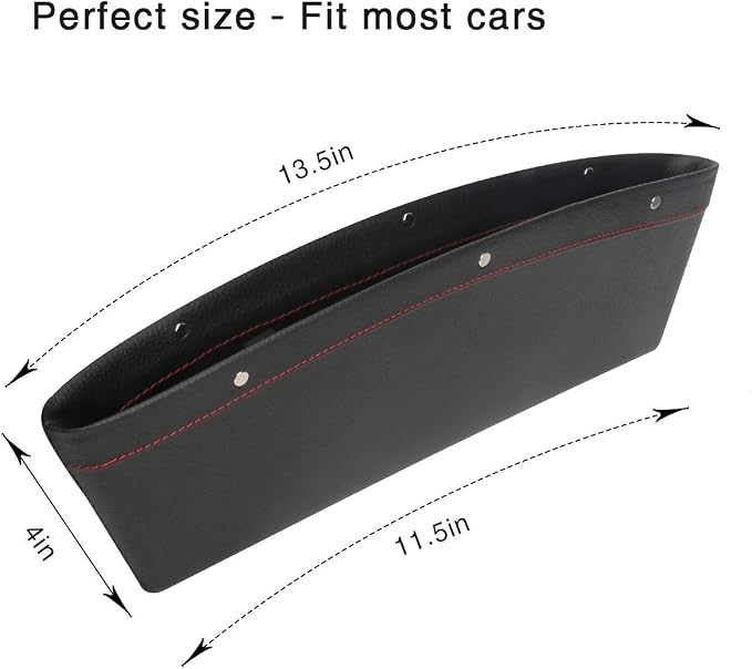 Coolrunner 2 Set Car Seat Gap Organizer, Car Seat Gap Filler | PU Full Leather Car Seat Crevice Storage Box Universal Fit in Between Car Seat Catcher for Phone Keys Cards Pens Coins - Image 2