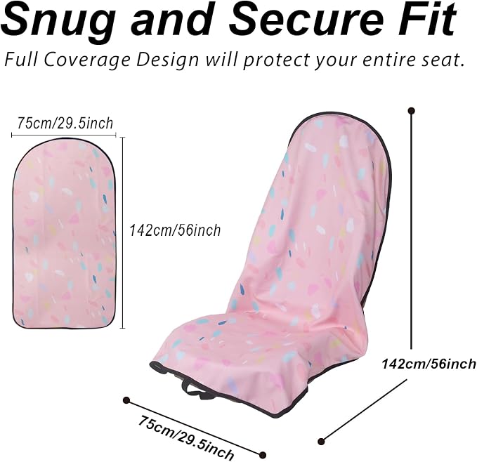 Sweat Towel Car Seat Cover Protector Front Seats for Gym Workout, Running, Swimming, Beach and Hiking, Waterproof Universal Seat Cover for Car, Trucks, Van & SUV (1, Pink Marble, Front) - Image 2