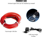 EL Wire Car LED Strip Lights, 16.5FT 5V USB Vehicle Ambient Lighting Kit with Fuse Protection, Automotive Interior Neon Decoration Lamp with 5mm Sewing Edge, Universal Fit (Red) - Image 2
