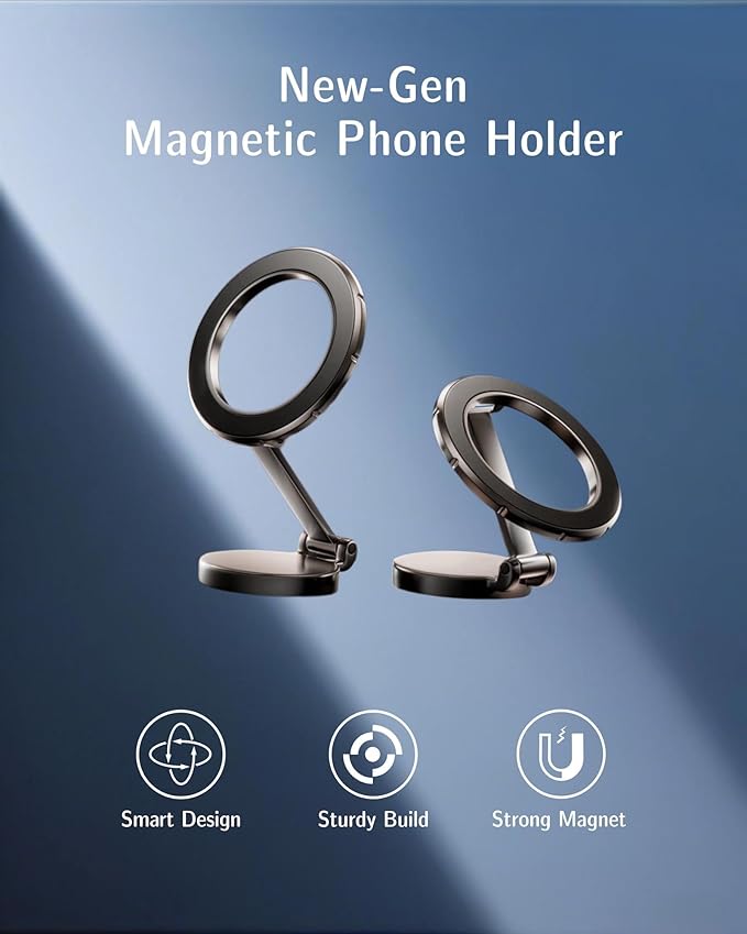 AAF for MagSafe Car Mount, Ultra-Strong Magnetic Phone Holder for Car &Bed &Desk Compact Dashboard Windshield, All Metal 360°Free Rotation [One-Hand Adjustable] Foldable, Easy Setup for iPhone Android - Image 2