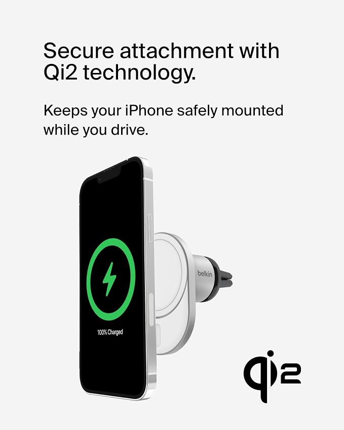 Belkin 15W MagSafe-Compatible Wireless Car Charger, Vent Mount | iPhone 17/16/15/14/13, Pixel 10 compatible, fast charging, secure vent mount, hands-free driving - Image 3