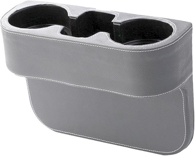 YoRise Car Cup Holder, PU Leather Automotive Cup Drink Holder, Car Seat Gap Filler Storage Box, Multifunctional Front Seat Organizer, Cell Mobile Phone Holder, Coin Bucket (Gray) by Unknown