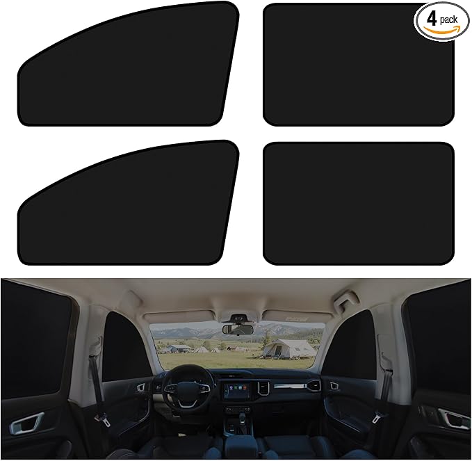 XCBYT Magnetic Car Side Window Shades, 100% Blackout Privacy Curtains | Blackout privacy for camping, naps & work. Keeps your car cool. Fits steel frames only, measure first by XCBYT