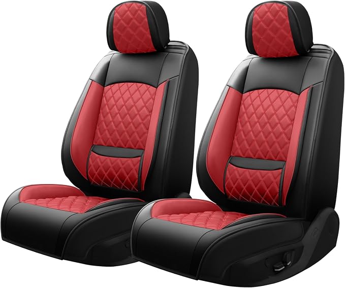 Fit for Camry Seat Covers Compatible with Toyota Camry 2012-2025 2026 - Waterproof Breathable Leather Automotive Seat Cushions Protector, Airbag Compatible,Only 2 Front seat Covers(Red) - Image 3