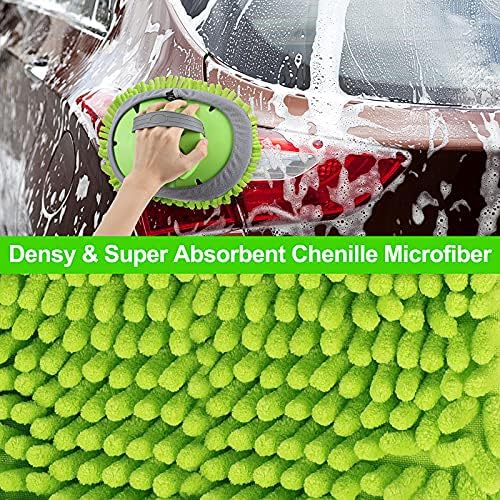 62'' Car Wash Brush with Long Handle Chenille Microfiber Car Wash Mop Mitt Kit Scratch-Free Car Cleaning Brush Care Kits with Replacement Head Supplies for Cars RV Truck Boat - Image 5