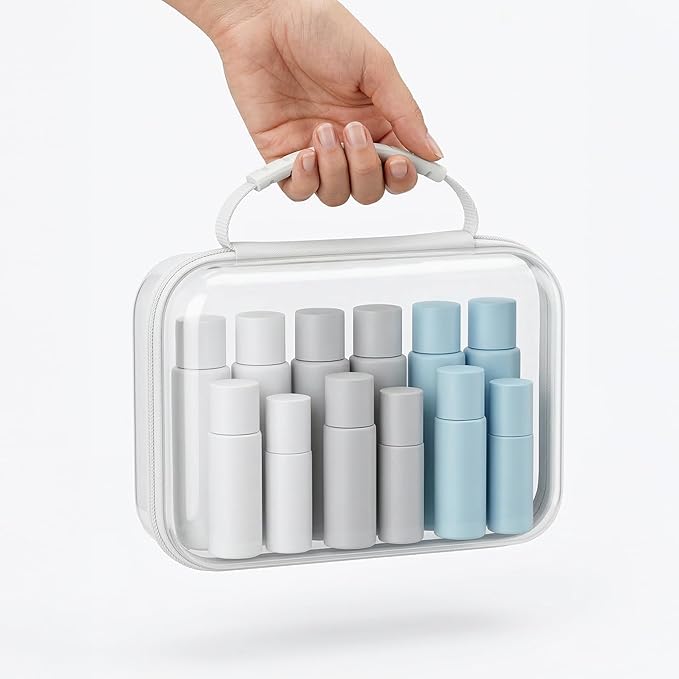 Clear Hard Shell Organizer Cases, 3 Pack with Handle | Durable PET shell with water-resistant, scratch-resistant surface for travel, toiletries, electronics and toys - Image 3