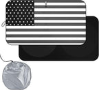 Windshield Sun Shade B&W American Flag USA Patriotic Design - Folding Car Front Window Sunshade for Cars SUV Trucks, Max UV Blocking and Keep The Vehicle Cool XL by SEPORUD