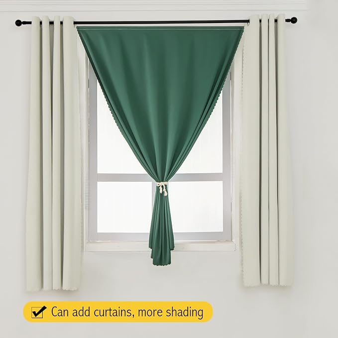 Blackout Curtains for Bedroom Stick On Curtains Window Shades Pull Down Blackout Window Cover No Drillng Self Adhesive Curtains No Rod Small Curtain, 35" W X 59" L, Dark Green, 1 Panel - Image 9