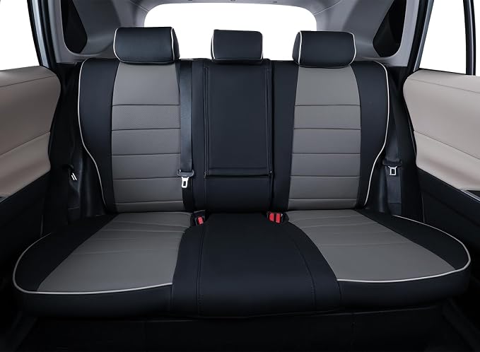 EKR Corolla Seat Cover Custom Fit for Toyota Corolla 2020 2021 2022 L/ LE,Leather Car Seat Cover Full Set-Faux Leather(Black/Gray) - Image 3