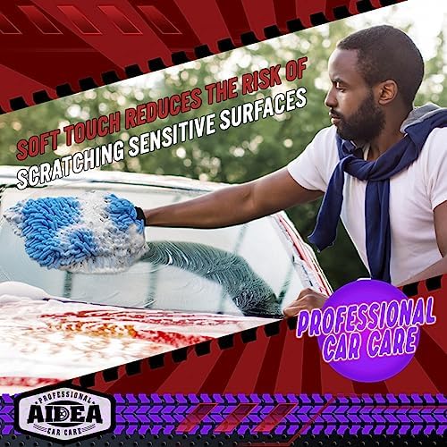 AIDEA Car Wash Mitt Microfiber, 1PK, Car Wash Brush, Blue, 7.12''X10.14'' - Image 4