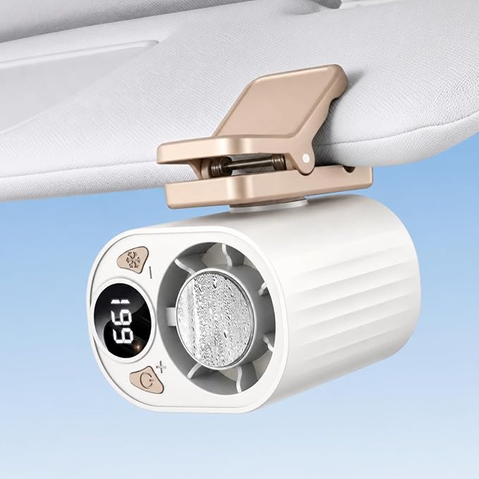 Foluu Clip On Fan, 199 Speeds Portable Mini Fan, 18000RPM USB Rechargeable Cooling Personal Fan with LED Display, 360° Rotation Turbo Fan for Car, Umbrella, Waist, Outdoor Camping, Travel Matte White by Foluu
