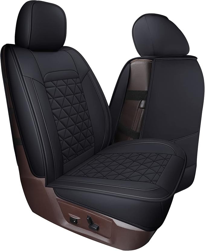 Coverado Car Seat Covers Compatible with Dodge Ram 2002-2026 1500 2500 3500 Pickup Limited Laramie Big Horn Waterproof Leather Seat Protectors Fit Dodge Ram Crew Cab& Quad Cab(2PCS, Black) - Image 7