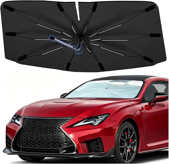 Windshield Sun Shade Umbrella for Lexus RC 2015–2026 Front Window | Double Layer Foldable Car Sunshadefor RC,UV Protection Sun Blocker & Heat Shield by Bocvam