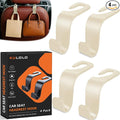 4-Pack Car Seat Hooks - 55 lb Each, Fits 0.32-0.55 in Headrest Rods | Purse holders; PP construction; tool-free setup; 360° swivel; beige; for groceries, backpacks, gym bags, and baby gear by Unknown