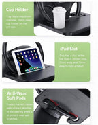 2-in-1 Steering Wheel Tray & Seat Gap Organizer | Portable Steering Wheel Desk with Cup Holder & Pad Slot, Car Food Desk for Laptop, Working, Eating, Multipurpose Accessories - Image 9