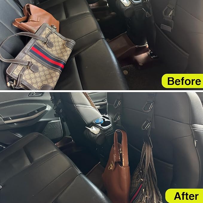 Car Headrest Hooks, Backseat Storage Organizer Hangers, Universal Vehicle Seat Back Hooks, 4 Pack - Image 6
