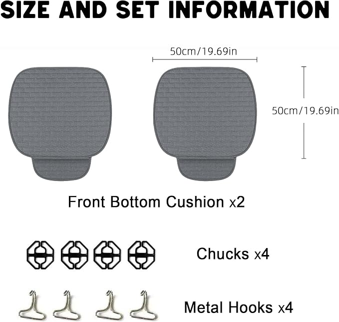 Dark Gray Car Seat Covers Front Seats 2 Pack Seat Covers for Cars Truck SUV | Front Seat Covers with Storage Pocket - Image 2