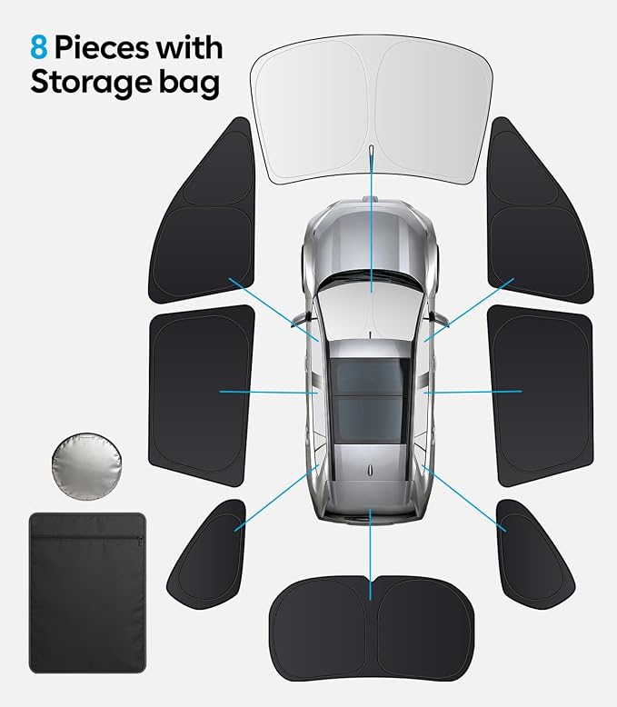 Wigoo 2026 8PC Full Set Window Sunshade for Toyota RAV4 2019-2025 | 7-Layer Cooler & Blacker, Ice-Crystal Tech, Full Set Shades With Windshield for Sun Block, Camping Accessories - Image 9