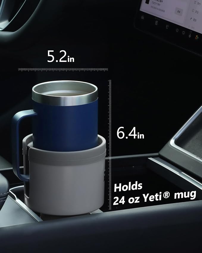 SEVEN SPARTA Car Cup Holder Expander for 32-40oz Large Bottles & Tumblers | Compatible with Yeti, Hydro Flask & Owala 32-40oz, Upgraded Adjustable Offset Base, Fits 3.4"-3.8" Bottles, Mugs & Tumblers - Image 6