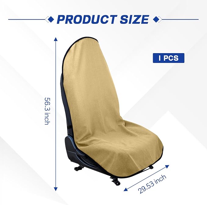 Waterproof Car Towel Seat Cover, Sweating Non Slip Car Seat Cover Protector for Gym Workout, Running, Swimming, Beach and Hiking, Machine Washable, Universal Fit for Front Seats (Yellow) - Image 2