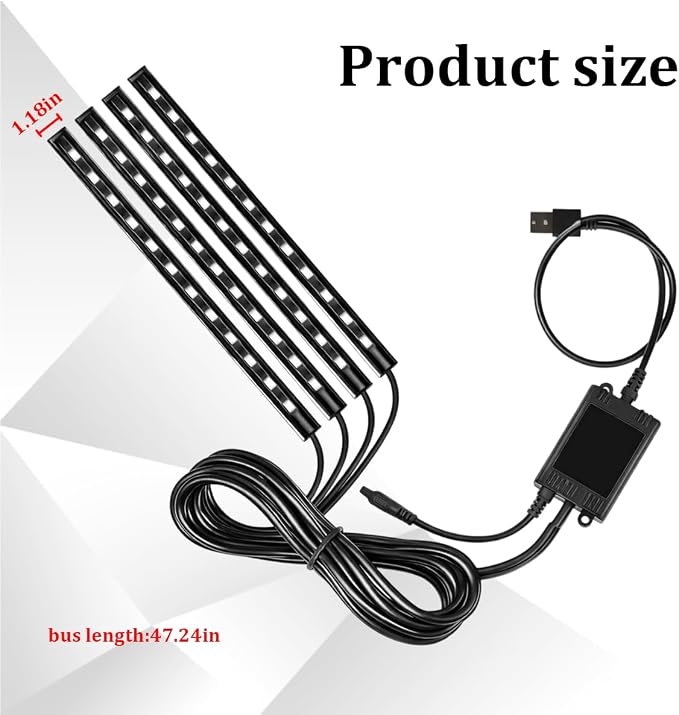Car LED Light Strips, 4 in 1 8 Color Vehicle Interior Atmosphere Dynamic Lamp with USB Port & Music Mode, Automotive Ambient Dynamic Light Stripping, Universal Auto Accessories - Image 2