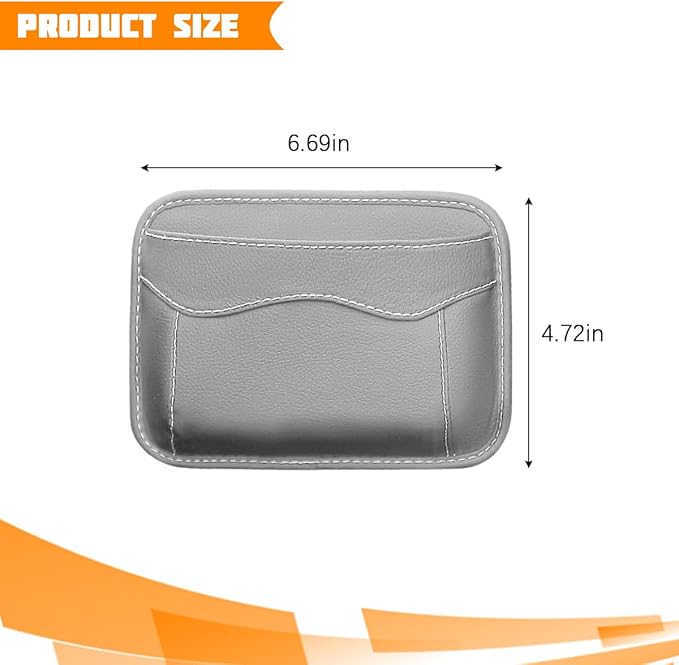 Car Seat Side Pocket Organizer, PU Leather Mini Vehicle Phone Holder Storage Bag, Automotive Interior Tray Pouch Seat Gap Filler Accessories, Universal for SUV Sedan Truck (Gray) - Image 2