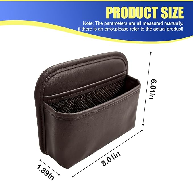Car Seat Side Storage Bag, PU Leather Automotive Console Seat Gap Filler Organizer, Multifunctional Mini Vehicle Door Side Pouch for Phones, Keys, Wallets, Sunglasses (Coffee) - Image 2