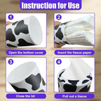 YoRise 4PCS Car Tissue Holder, Refillable Paper Napkin Holder, Portable Car Tissues Cylinder, Facial Tissue Box Travel Accessories, Tissues Boxes Container for Automotive Cup Holder (Cow) - Image 4