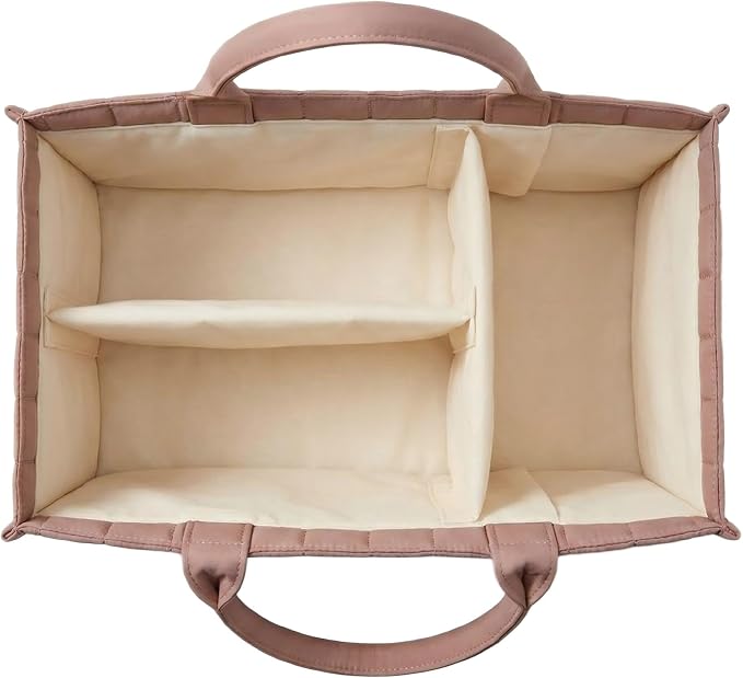 Baby Diaper Caddy Organizer-Large Nursery Storage Basket for Changing Table and Car - Portable Newborn Essentials & Wipes Bin - Gift for Baby Shower and Registry Must-Have (Rouge Pink) - Image 2