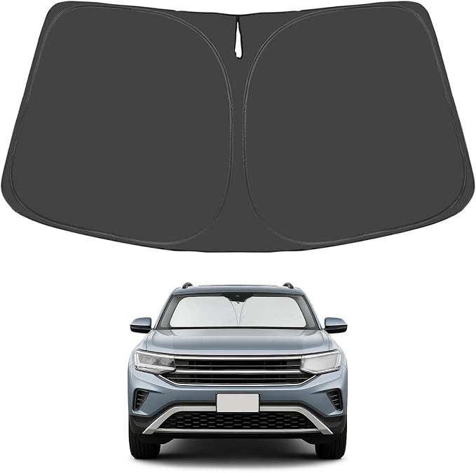 Proadsy Custom Fit Car Windshield Sun Shade for 2018-2024 Volkswagen Atlas | 240T Heat Shield, Drops Temp 54°F, Blocks 99% UV, Prevents Dashboard Cracking, Summer Parking & Beach Trips, Easy Twist-Fold by Proadsy