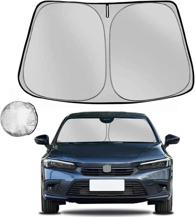 Windshield Sun Shade for Honda Civic 2022 2023 2024 2025 2026 | Foldable Sun Sunshade for Car Front Window Blocks UV Rays and Heat Automotive Interior Protector Custom Fit Accessories by Fonowka