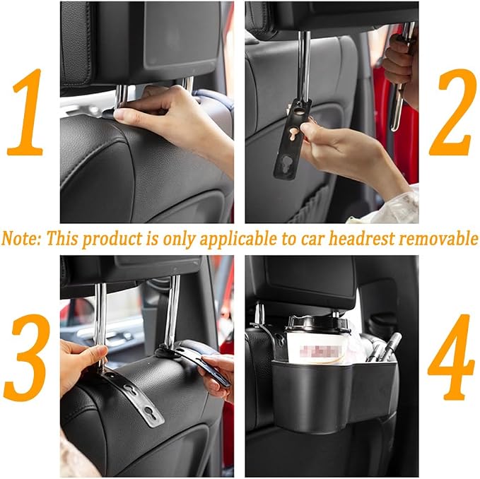 2 in 1 Car Seat Back Organizer with 3.2" Cup Holder,Multifunction Car Headrest Seat Back Organizer for Drink Food Tray,Universal Headrest Cup Holder for Most Cars Trucks SUVs - Image 7