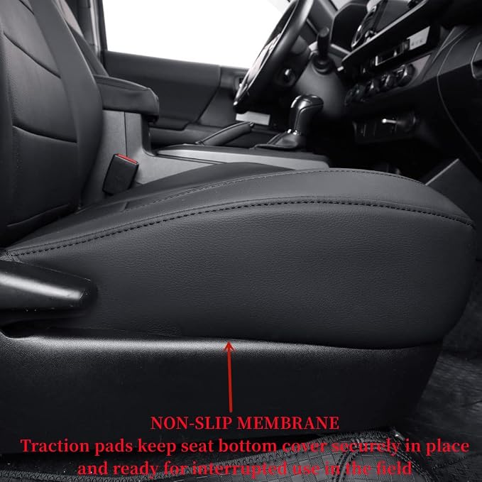 Tacoma Seat Covers Custom Fit for 2016-2023 Toyota Tacoma Access Cab/Xtra Cab SR SR5,Fully Covered Waterproof Faux Leather Truck Seat Protector-Full Set (Black) - Image 7