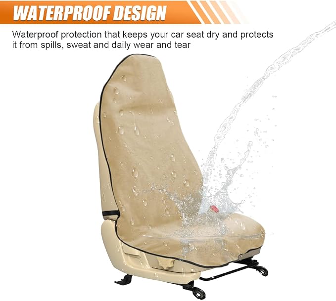 ZIMISI Waterproof Car Seat Cover Towel, Non-Slip Car Seat Protector for Gym Workouts, Running, Swimming, Beach & Hiking, Universal Sweat Towel Cloth for Cars, SUVs, Trucks (Beige) - Image 5