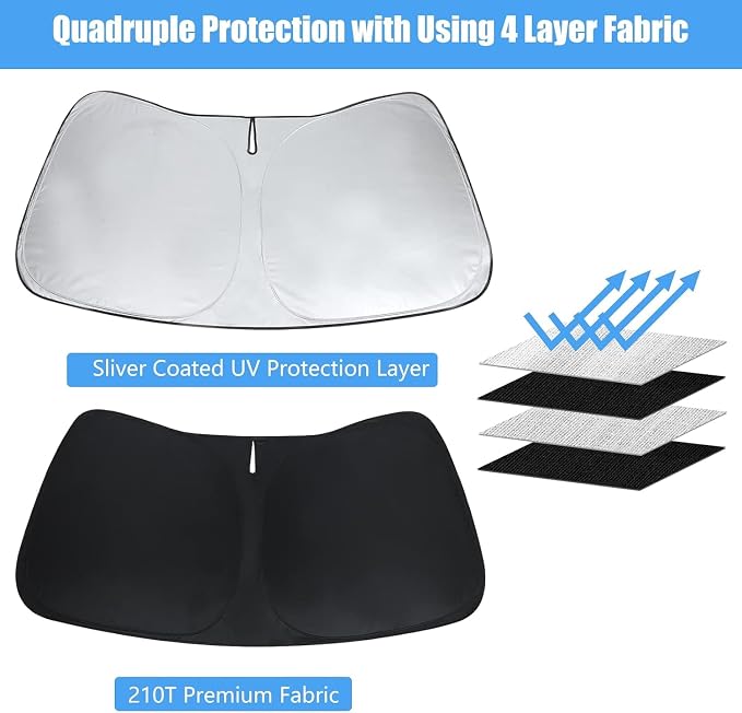 Windshield Sun Shade Sunshade Accessories Fit Nissan Pathfinder 2022-2026 | HOHUIGO Front Window Sunshade for Nissan Pathfinder Foldable Sun Visor Shield Block Out UV Rays & Heat, Keep Car Cool - Image 4