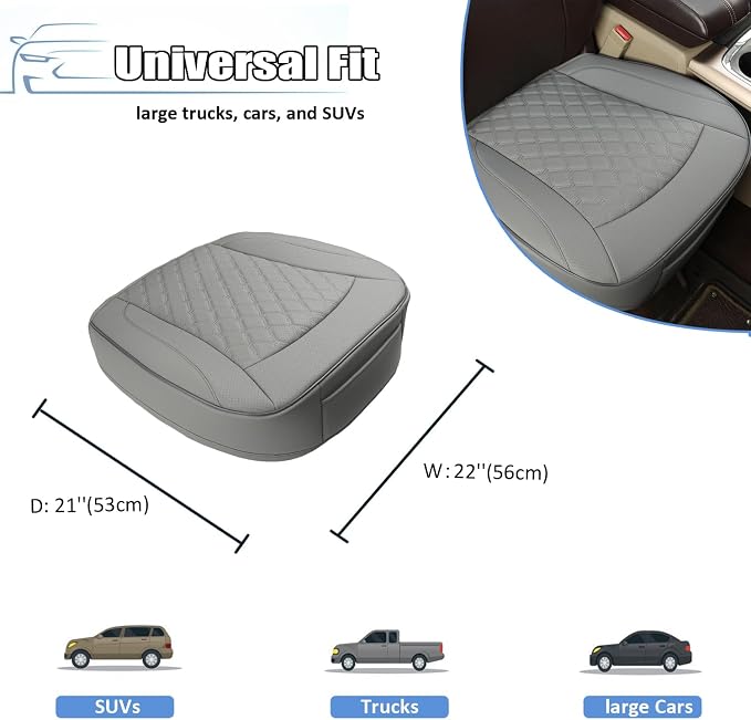 GIANT PANDA Bottom Seat Cover for Trucks&SUV, Front PU Leather Driver Seat Protector Fit for Chevy,Ram,Toyota,GMC,Ford F150 F-Series (2PCS-Grey) - Image 4