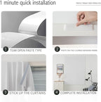 Blackout Curtains for Bedroom Sticky Curtain Blackout Window Cover Self Adhesive Curtains Rod No Drillng, 47" W X 71" L, Light Grey, 1 Panel - Image 4