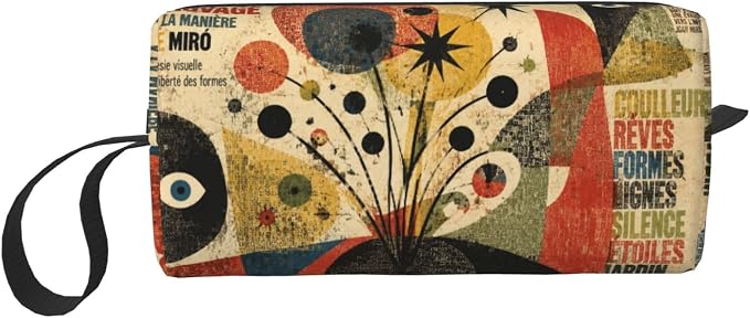 Abstract Text Collage Poster Makeup Bag for Women | Small Travel Cosmetic Pouch with Zipper, Compact Makeup Organizer Bag for Purse, Toiletries, Skincare & Daily Essentials by OLUSENMO