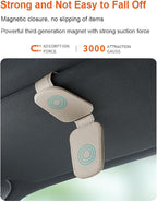 Sunglass Holder for Car, Magnetic Leather Sunglasses Clip for Car Visor, Eyeglass Hanger Clip for Car Sun Visor (Khaki 2 Pack) - Image 3