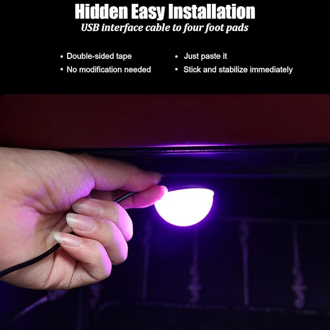 ANFTDCO Car Interior LED Lights, 4 in 1 USB Port Automotive Ambient Neon Light Kit, Vehicle Center Console Dashboard Strip Lamps Decoration Accessories, Universal for SUV Truck Sedan (Orange) - Image 3