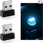 Sun Walker 2 PCS USB LED Car Interior Atmosphere Lamp, Plug-in USB Interface Trunk Ambient Light LED Decoration, Mini Portable Interior Night Lighting Kit for Most Vehicles (Ice Blue) by Unknown