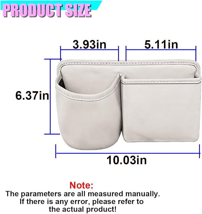 Car Side Door Organizer, Leather Auto Back Seat Storage Pouch with Cup Holder, Car Console Side Trash Can, Universal Vehicle Interior Organizer Pocket for Phone, Coin, Sunglasses (White) - Image 2