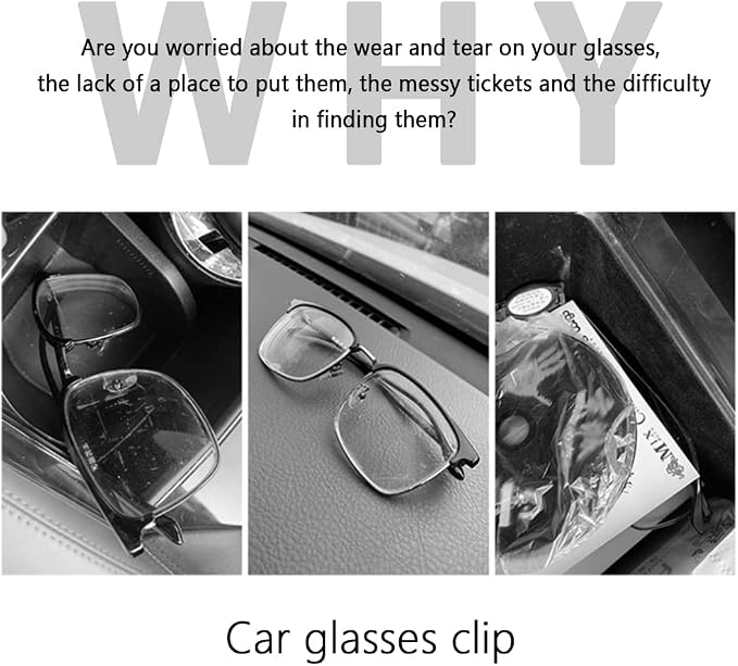 OFBAND Magnetic Sunglass Holder for Car Visor,PU Leather Car Sunglass Holder Organizes Glasses Tickets Cards & Keeps Car Tidy,Universal Car Accessories Interior (Red) - Image 5