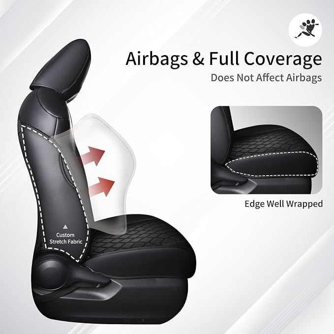 Huidasource Custom Fit RAV4 Front Car Seat Covers, Leather Seat Cushion Cover Accessories Fit for 2019-2024 Toyota Rav4 XLE LE XLE Premium Limited(Not for Hybrid/Adventure/TRD Off-Road/Prime, Black) - Image 4