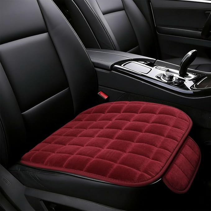 YoRise Car Seat Cushion, Car Driver Seats Protector Cover Red | Soft Plush Auto Seat Pad with Storage Pocket, Car Seat Cover with Non-Slip Rubber Bottom, Winter Vehicle Accessory by Unknown