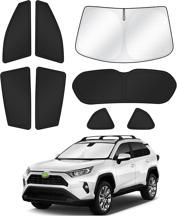 Canvcle Window Shades for 2013-2018 Toyota RAV4 Accessories Windshield Sun Shade Side Rear Window Cover Sunshade Sun Visor Shield Privacy Protection for Camping Keep Vehicle Cool Black 8PCS by Canvcle