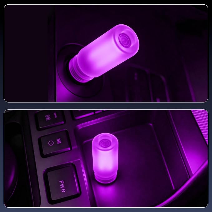 iFunyLED Car Interior USB LED Night Light, Portable Touch dimmable Car Ambient Lighting Kit, Retro Mini Frosted Glass Bottle Lamp Decorations for Vehicle Camping Bedroom Hallway, Pack of 2(Purple) - Image 5
